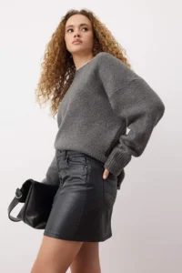 TRENDYOLMiLLA Black Kaplama Mini denim Skirt - Image 2