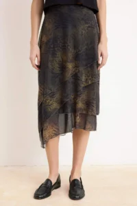 TRENDYOLMİLLA Khaki Frilly Abstract Patterned Knitting Skirt - Image 3