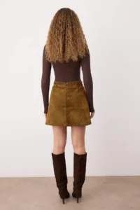 TRENDYOLMiLLA Camel Suede Look Belt Detailed Mini Denim Skirt - Image 5