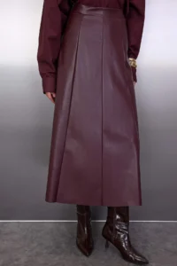 TRENDYOLMİLLA Burgundy A Line/Life Kesim Maxi Knitting Skirt - Image 3