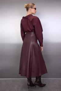 TRENDYOLMİLLA Burgundy A Line/Life Kesim Maxi Knitting Skirt - Image 4