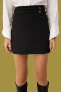 TRENDYOLMİLLA Black Double Belt Detailed A-line/Life Opening Flexible Knitting Skirt - Image 5