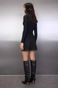 TRENDYOLMİLLA Black Suede Knitting eyelet Accessory Detailed Skirt - Image 4