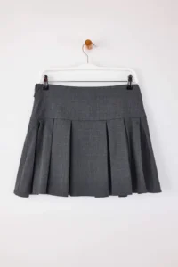 TRENDYOLMiLLA  Special Collection Navy Blue Checkered Waist Detailed pleated Short Skirt - Image 6