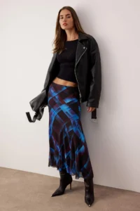 TRENDYOLMiLLA Multicolored Checkered/Checkered Siphon Lined Low Waist Weaving Maxi Skirt - Image 3