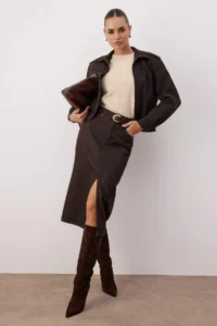 TRENDYOLMiLLA Brown denim Midi Skirt