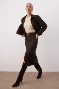 TRENDYOLMiLLA Brown denim Midi Skirt - Image 2