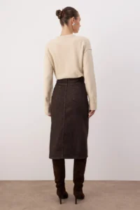 TRENDYOLMiLLA Brown denim Midi Skirt - Image 4