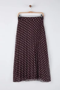 TRENDYOLMiLLA Brown Polka Dot Lined Siphon pleated Midi Skirt - Image 4