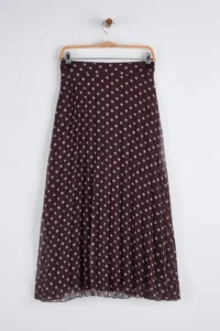 TRENDYOLMiLLA Brown Polka Dot Lined Siphon pleated Midi Skirt - Image 5