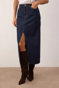TRENDYOLMiLLA Dark Blue slit Maxi denim Skirt - Image 4