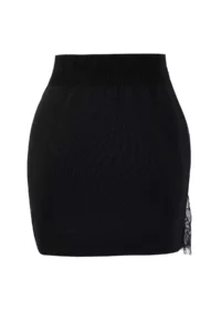 TRENDYOLMİLLA Black Lace Slit Detailed Bodysuit hugging Mini Skirt - Image 8