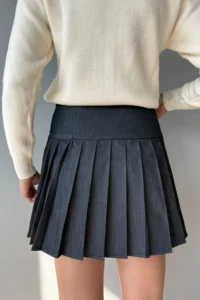TRENDYOLMiLLA Gray pleated Mini Weaving Casual/Daily Skirt - Image 10
