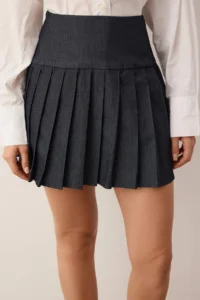 TRENDYOLMiLLA Gray pleated Mini Weaving Casual/Daily Skirt - Image 4