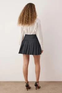 TRENDYOLMiLLA Gray pleated Mini Weaving Casual/Daily Skirt - Image 5