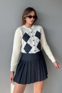 TRENDYOLMiLLA Gray pleated Mini Weaving Casual/Daily Skirt - Image 6
