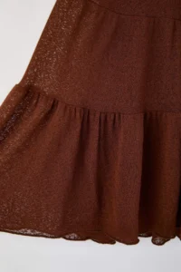 TRENDYOLMİLLA Brown A-line Ruffle Detailed Foam Flexible Knitting Skirt - Image 7