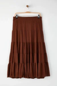 TRENDYOLMİLLA Brown A-line Ruffle Detailed Foam Flexible Knitting Skirt - Image 8