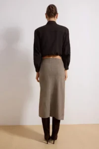 TRENDYOLMiLLA Brown Mini Checkered wrap Detailed Midi Weaving Skirt - Image 4