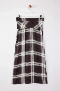 TRENDYOLMiLLA Brown Checkered Waist Detailed LONG Maxi Skirt - Image 6