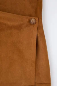 TRENDYOLMİLLA Camel Suede Double breasted buttoned Knitting Midi Suede Skirt - Image 6