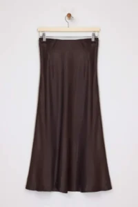 TRENDYOLMiLLA Brown Satin A-line/Life Kesim Midi Skirt - Image 6