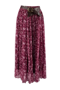 TRENDYOLMiLLA Pink Arched Floral Siphon Wrinkled Weaving LONG Skirt - Image 5