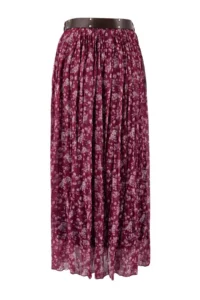 TRENDYOLMiLLA Pink Arched Floral Siphon Wrinkled Weaving LONG Skirt - Image 6