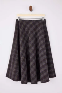 TRENDYOLMiLLA Brown Checkered/Checkered Flannel Weaving flared Midi Skirt - Image 7