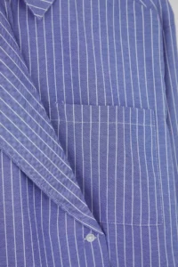TRENDYOLMİLLA Mavi-Multicolored Jacket Yaka Oversized Striped Weaving Shirt - Image 6