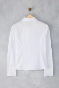 TRENDYOLMİLLA Wardrobe Essentials White Hafif Bele Oturan Cotton Weaving Shirt - Image 6
