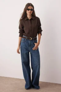 TRENDYOLMİLLA Dark Brown Regular Fit Suede Shirt - Image 2