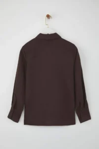 TRENDYOLMİLLA Dark Brown Regular Fit Suede Shirt - Image 6