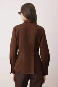 TRENDYOLMİLLA Dark Brown Zipper Detailed Shirt - Image 8