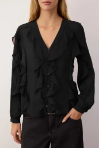 TRENDYOLMİLLA Black with flywheel Boho Shirt - Image 3