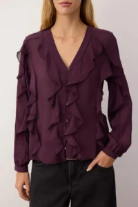 TRENDYOLMİLLA Burgundy with flywheel Boho Shirt - Image 3