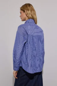 TRENDYOLMİLLA Navy Blue Striped Scarf tied up Shirt - Image 6