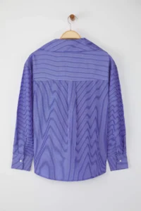 TRENDYOLMİLLA Navy Blue Striped Scarf tied up Shirt - Image 8