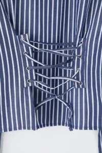 TRENDYOLMİLLA Navy Blue-White Corset Detailed Shirt - Image 7
