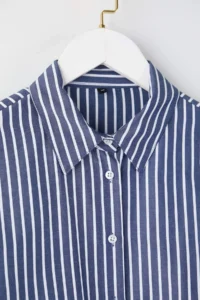 TRENDYOLMİLLA Navy Blue-White Corset Detailed Shirt - Image 8