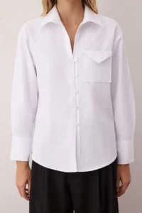 TRENDYOLMİLLA White Pocket Detail Buttoned Shirt - Image 4