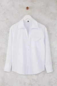 TRENDYOLMİLLA White Pocket Detail Buttoned Shirt - Image 6