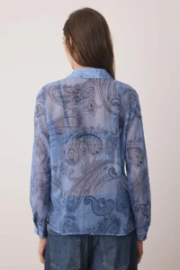 TRENDYOLMİLLA Mavi Boho Shawl Patterned Unlined Yoryo Siphon Shirt - Image 4