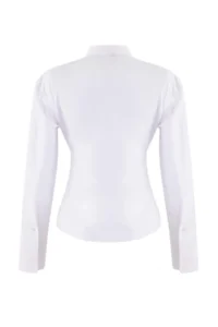 TRENDYOLMİLLA White Belted Front Snaps Adjustable Shirt - Image 6