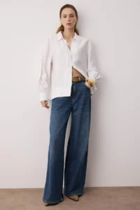 TRENDYOLMİLLA Sustainable White Boho Modal Binding Detailed Oversized Modal Shirt - Image 2