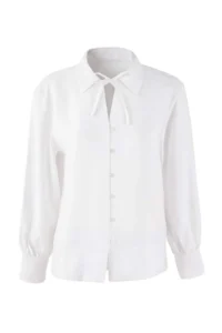 TRENDYOLMİLLA Sustainable White Boho Modal Binding Detailed Oversized Modal Shirt - Image 5