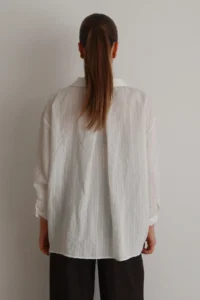TRENDYOLMİLLA White Striped Oversized/Wide Pattern textured Shirt - Image 5