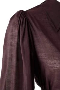 TRENDYOLMİLLA Brown Binding Detailed Lightly Transparent Soft Feeling Boho Shirt - Image 6