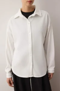 TRENDYOLMİLLA Ecru Thessaloniki Polo Shirt Collar buttoned Oversized Shirt - Image 4