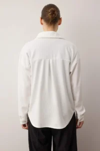 TRENDYOLMİLLA Ecru Thessaloniki Polo Shirt Collar buttoned Oversized Shirt - Image 5
